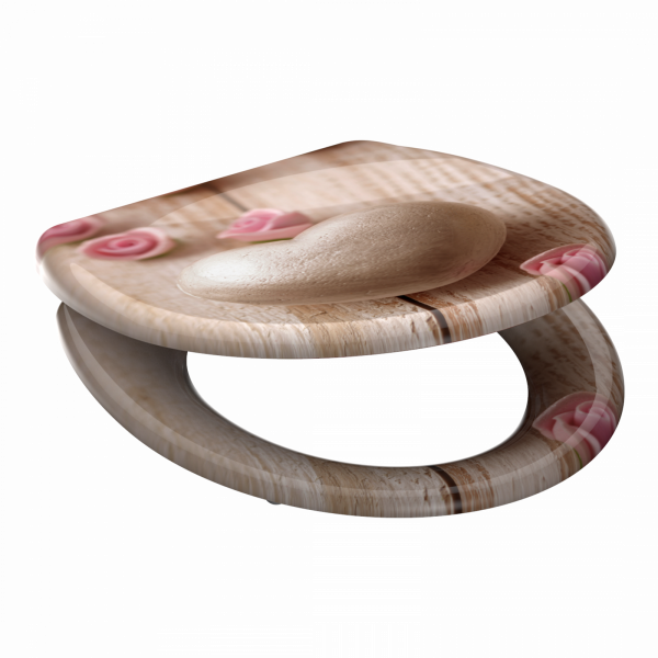 Duroplast WC-Sitz ROMANTIC, Herz Motiv, mit Absenkautomatik und Schnellverschluss