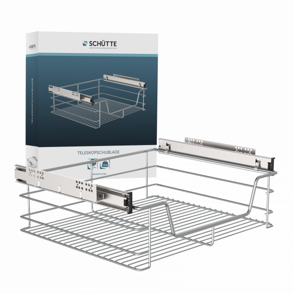 Teleskopschublade, Chrom, für 60 cm Schrank