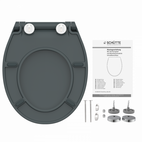 Duroplast WC-Sitz SLIM Anthrazit, mit Absenkautomatik und Schnellverschluss