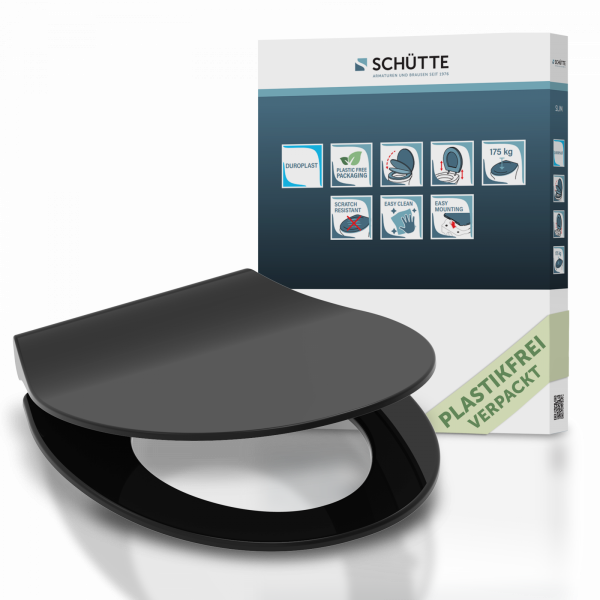Duroplast WC-Sitz SLIM Black, mit Absenkautomatik und Schnellverschluss