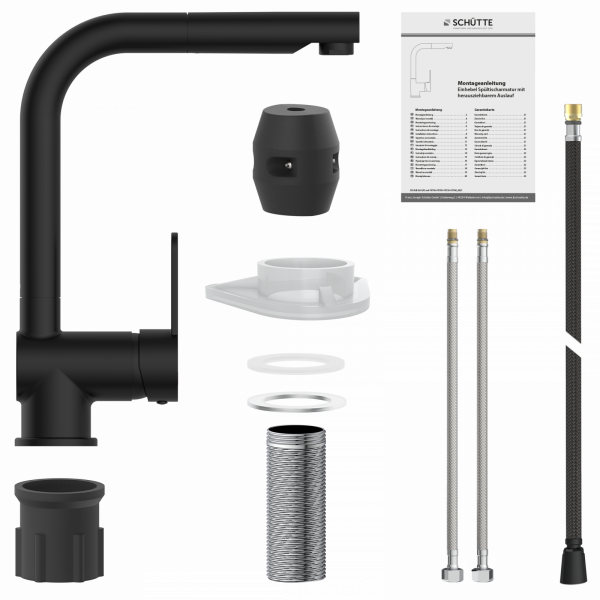 LONDON Spültischarmatur, Schwarz matt, mit herausziehbarem Auslauf LONDON Spültischarmatur, Schwarz matt, mit herausziehbarem Auslauf