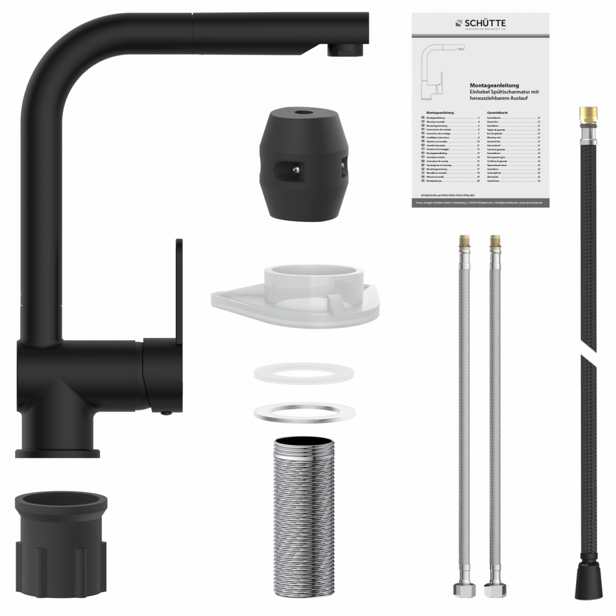 LONDON Spültischarmatur, Schwarz matt, mit herausziehbarem Auslauf