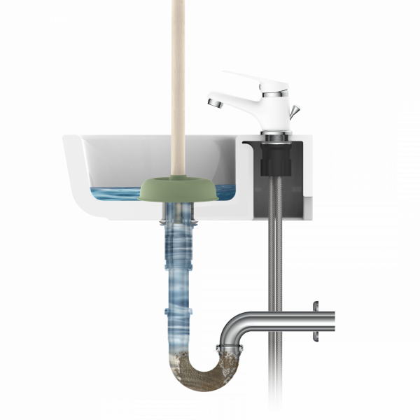 Saugglocke, Pömpel in Grün mit Holzgriff, Ø 140 mm