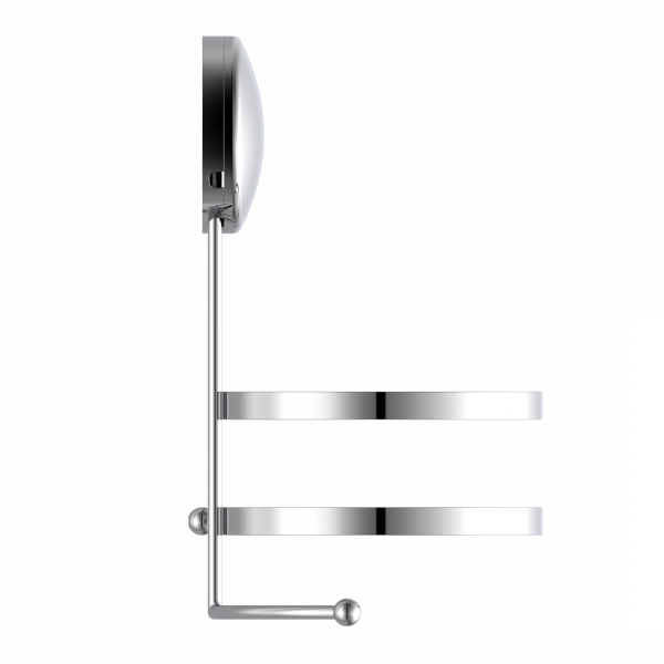 Wandhalterung aus Metall mit zwei horizontalen Halteringen in seitlicher Ansicht.