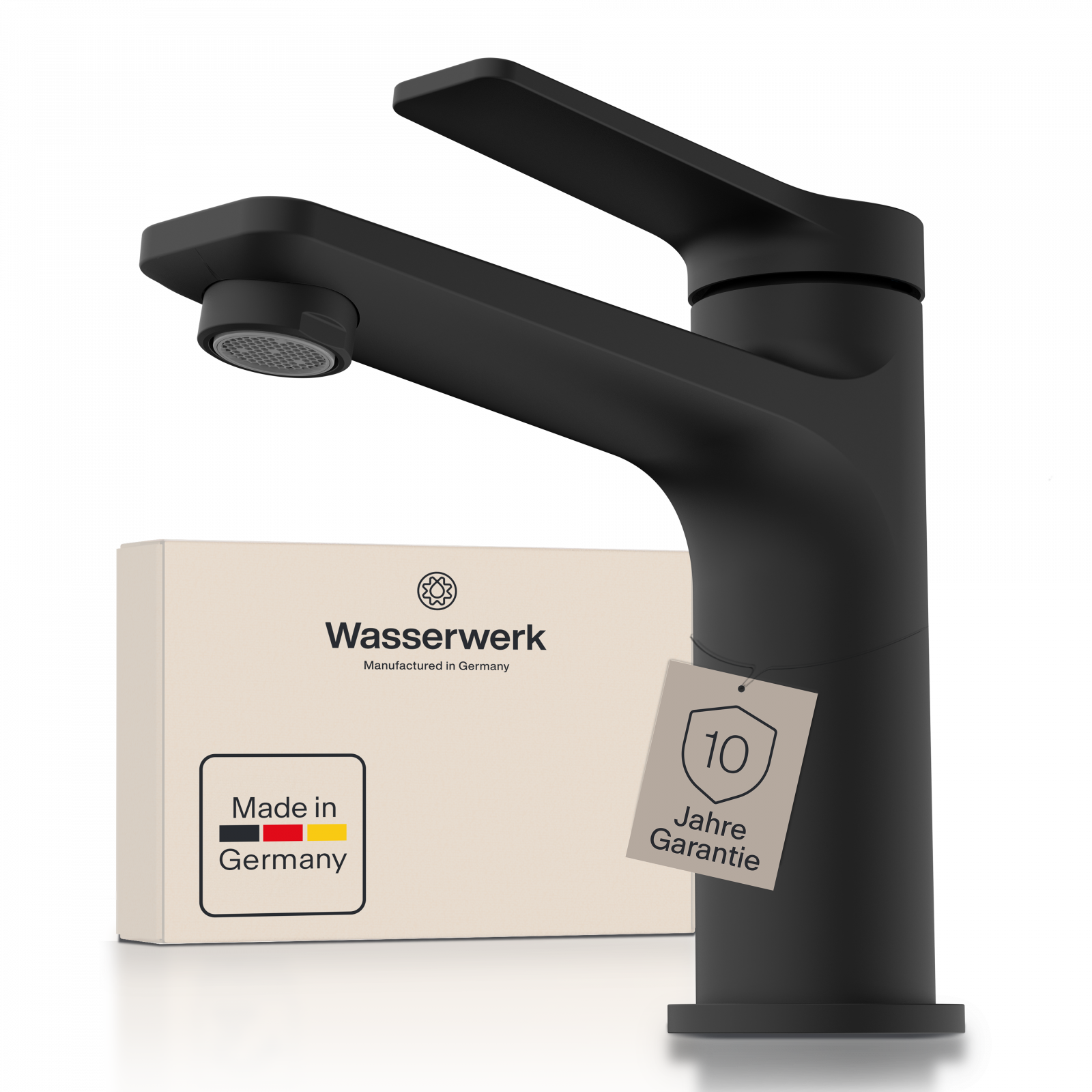 Waschtischarmatur WT 12, Made in Germany, Schwarz, WASSERWERK, Badarmatur, Wasserhahn Waschbecken