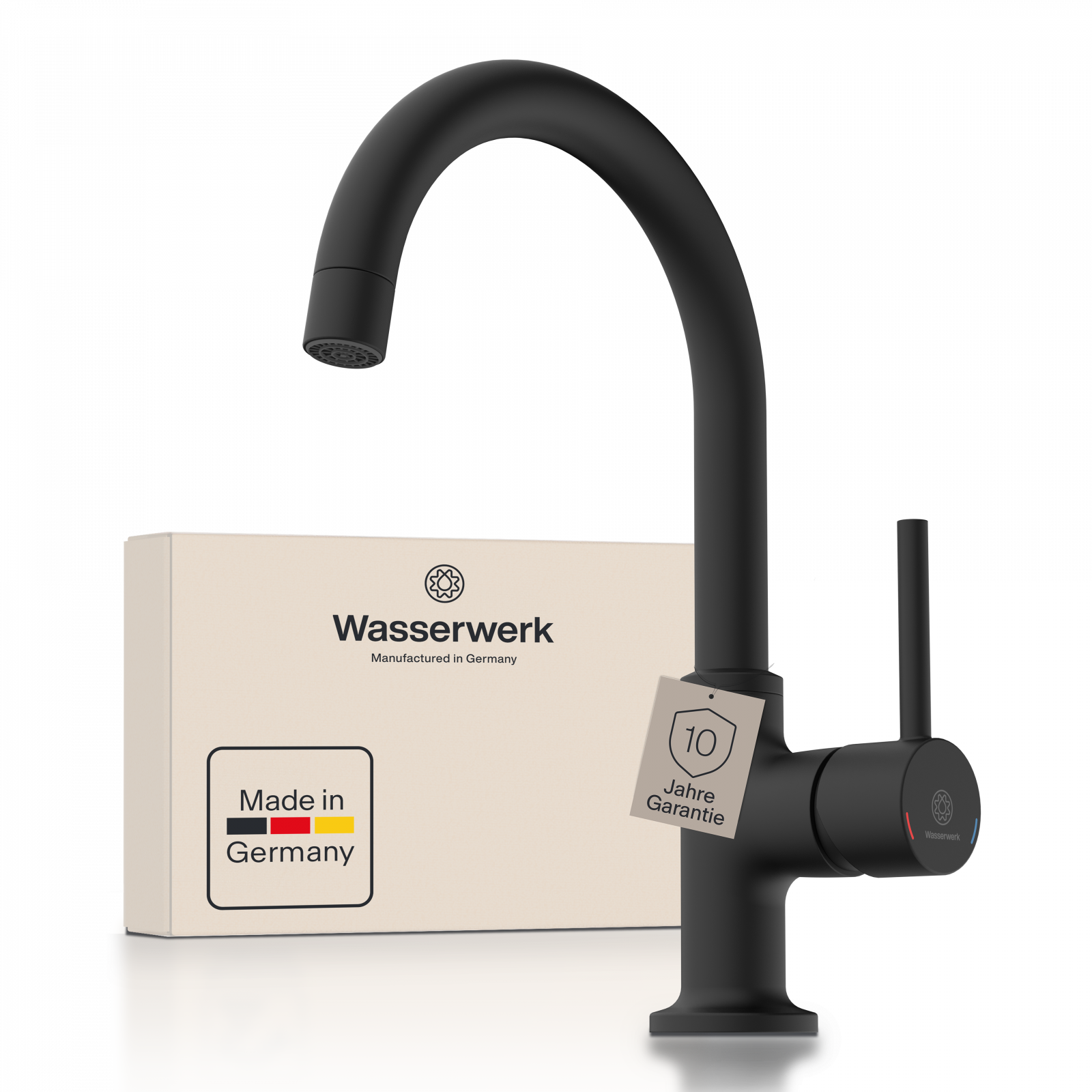 Waschtischarmatur WT 14, Made in Germany, Schwarz, WASSERWERK, Badarmatur, Wasserhahn Waschbecken