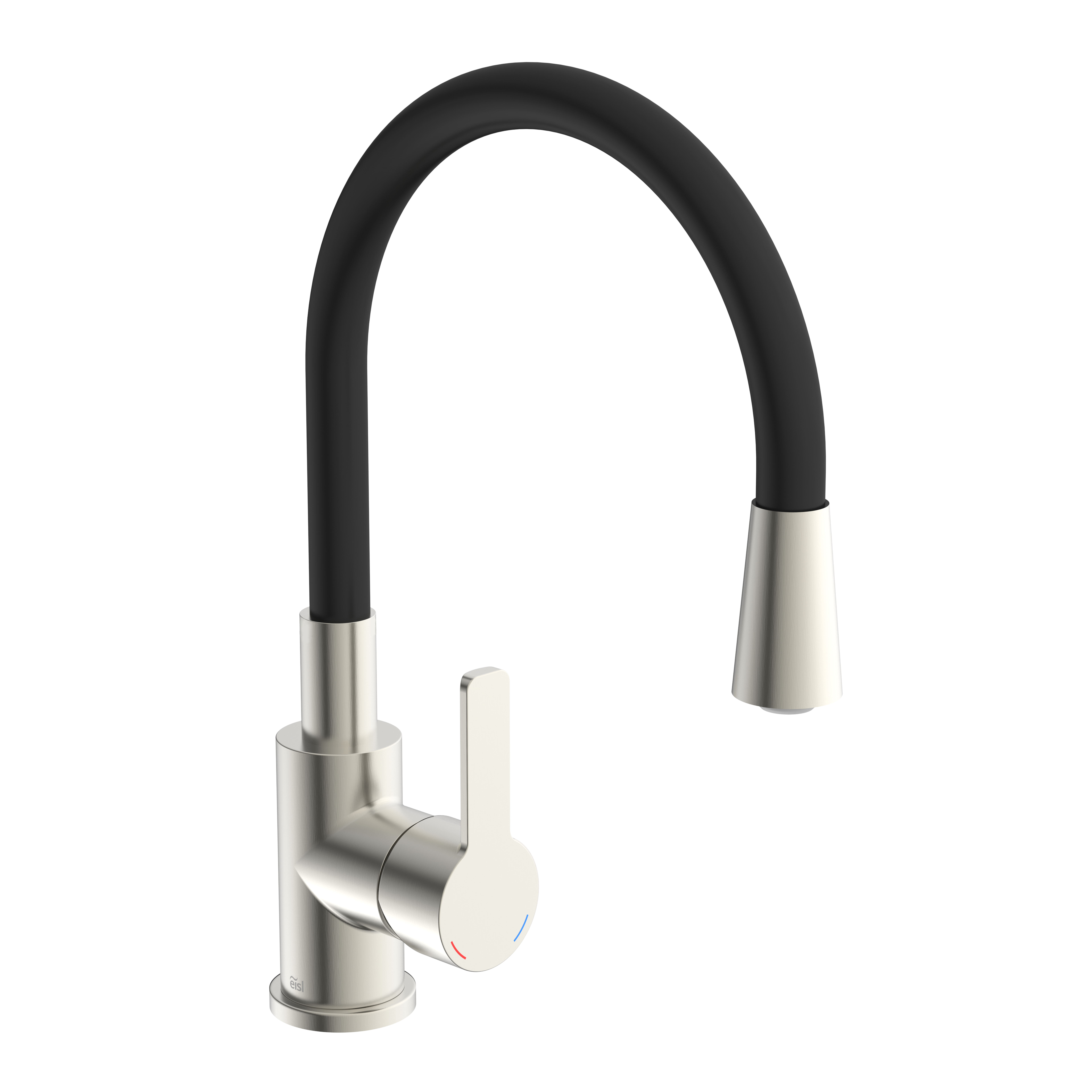 EISL Flexible Spültischarmatur FLEXO in Edelstahhloptik/Schwarz, Küchenarmatur mit Geschirrbrause, Hoher Auslauf, Wassersparend, 360° Schwenkbereich