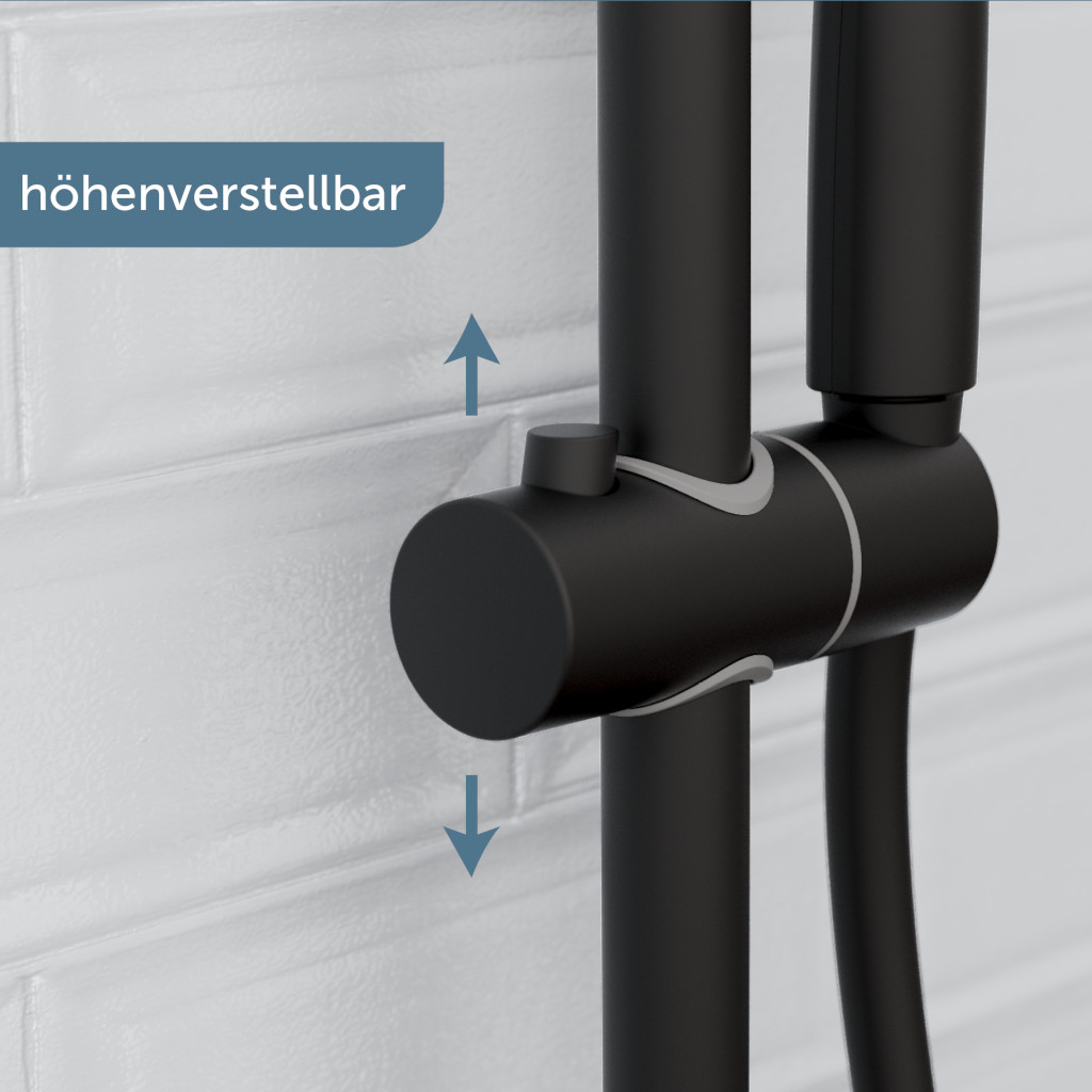 Schwarze Wandhalterung Duschbrause-Set höhenverstellbar